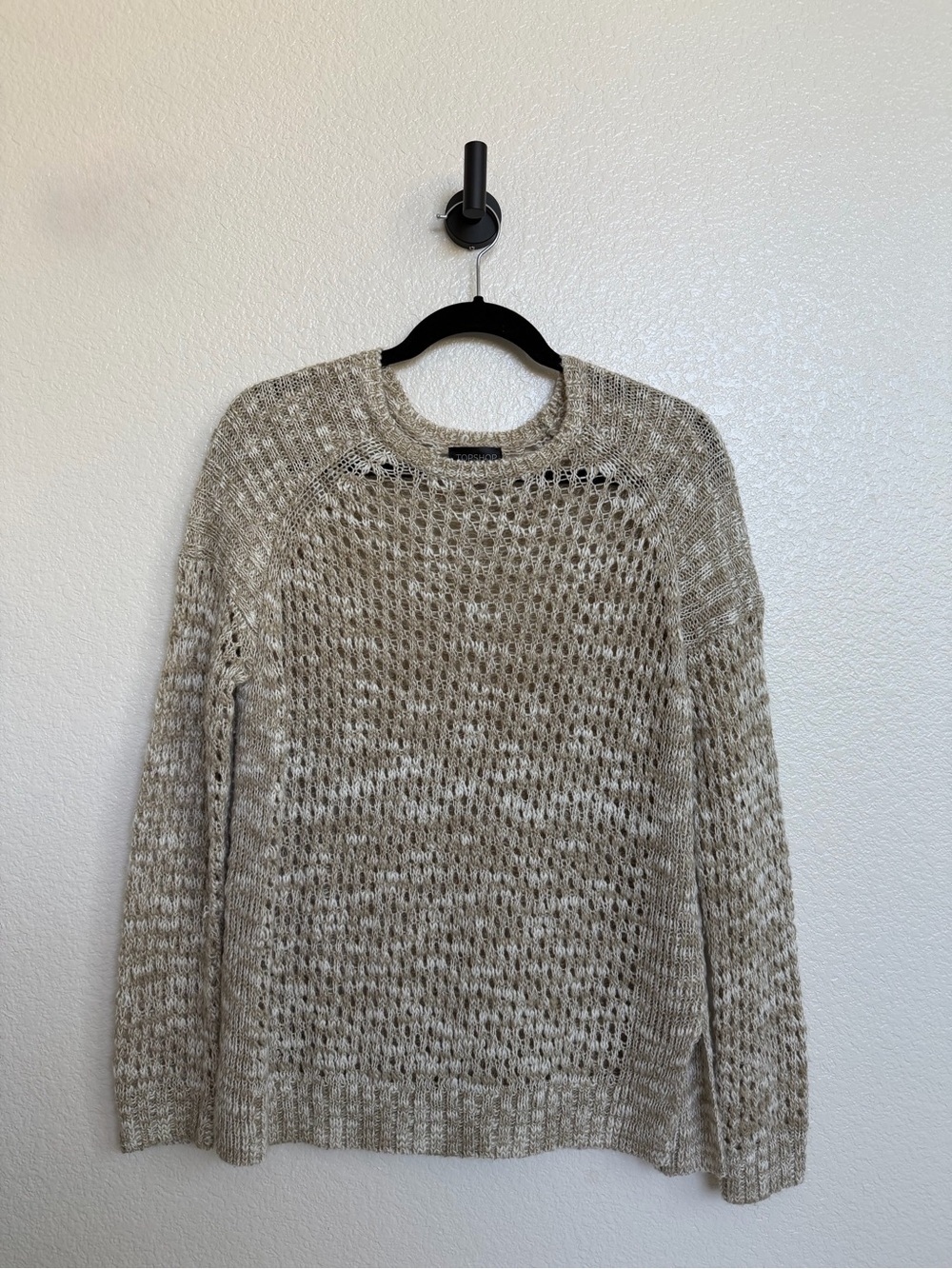 Women’s Open-Knit Crewneck Sweater - Beige